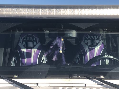 Customer photo review of 2 Front Jeep Seat Covers Purple 144627