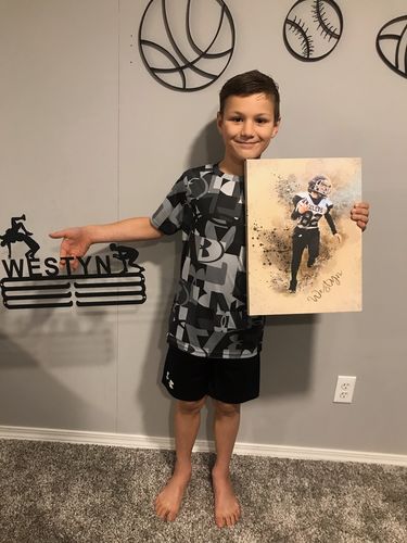 Customer photo review of Personalized Sports Portrait
