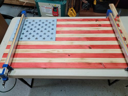 Customer photo review of 50 Star American Flag Metal Stencil (14 gauge steel)