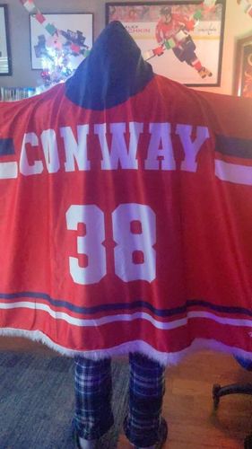 Customer photo review of Personalized Hockey Hooded Blanket
