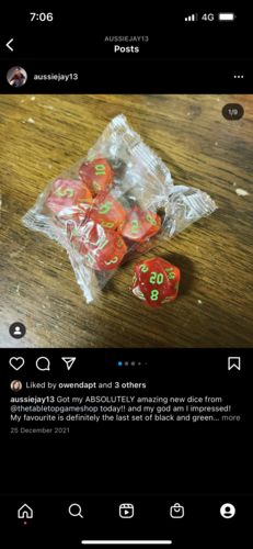 Customer photo review of 10 Pack Nebula Mystery Acrylic Dnd Dice + FREE Bonus Gift