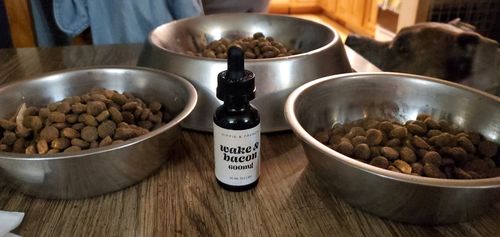 Customer photo review of Hippie & French Wake & Bacon Pet CBD 600mgs