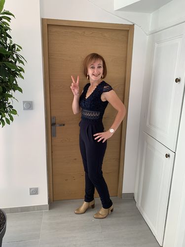 Avis photo d'un client sur Combinaison pantalon bleu marine - CECILE