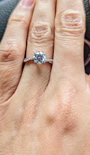 Customer photo review of Round Moissanite Infinity Petite Twisted Vine Engagement Ring