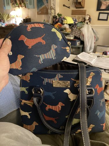 Customer photo review of Dachshund Tapestry Purse Handbag with shoulder strap PRE-ORDER
