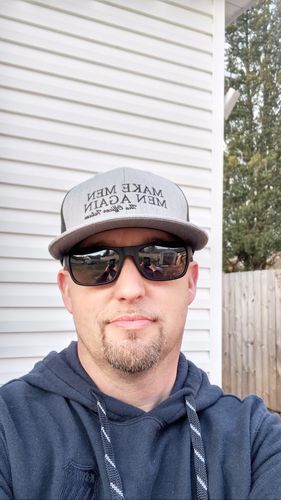 Customer photo review of Make Men Men Again Classic Trucker Hat