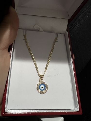 Customer photo review of *NEW* 14K Fatima Eye Pendant W/ Hollow Cuban Chain 👁 - JTJ™