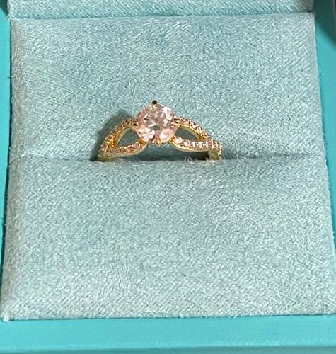 Customer photo review of Twisted Vine Round Moissanite Pave Engagement Ring