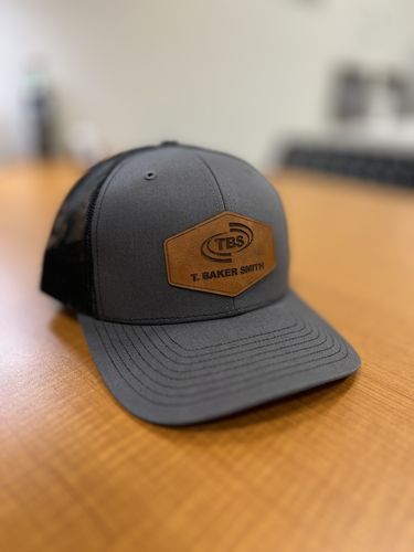 Customer photo review of Custom Leather Patch Trucker Hat - Richardson 112