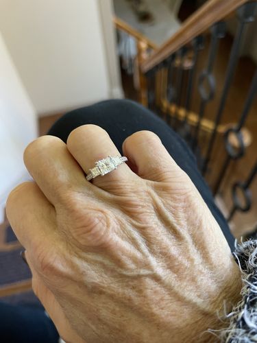 Customer photo review of Princess Cut Moissanite Channel Set Engagement Ring