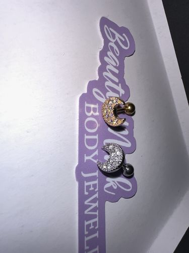 Customer photo review of Crescent Moon and Gems Cartilage Ring