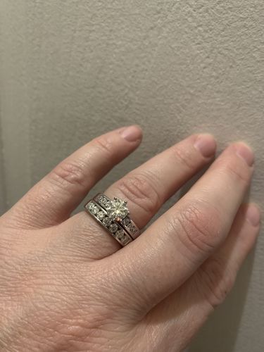 Customer photo review of Round Cut Moissanite Channel Set Engagement Ring