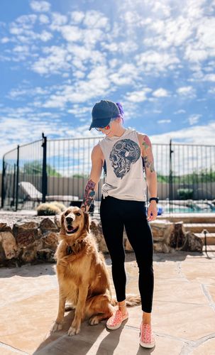 Customer photo review of Salty Savage Unisex Out Of My Mind Skull Sleeveless Muscle Tank Hoodie | Gray