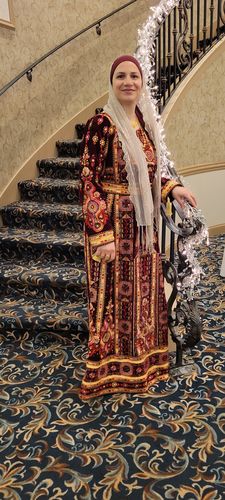 Customer photo review of Velvet Burgundy Modern Maleka Full Embroidered Thobe