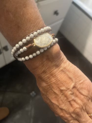 Customer photo review of White Calming Howlite Wrap Bracelet