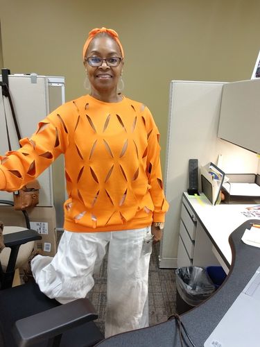 Customer photo review of Slit Stylish Looks Sweater Knit Tops Pullover Sweaters