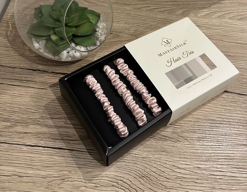 Customer photo review of Precious Pink Silk Hair Ties Set