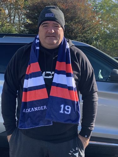 Customer photo review of Personalized Hockey Team Scarf