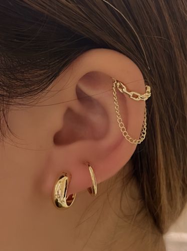 Customer photo review of Simple Huggie Clip On Earrings in Gold
