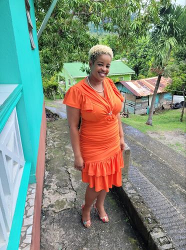 Customer photo review of Short Sleeve Irregular Ruffle Midi Dresses