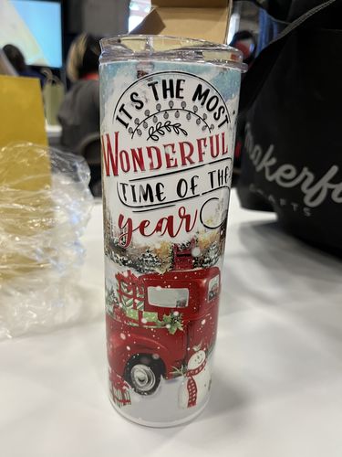 Customer photo review of 20oz Skinny Tumbler - Sublimation - Glow In The Dark