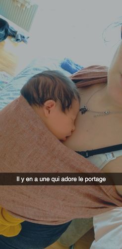 Customer photo review of Linen Ring Sling Desert Rose