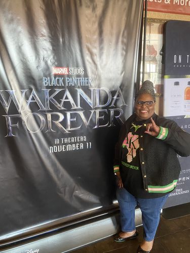 Customer photo review of AKA Skee-Wee Forever Wakanda themed shirt