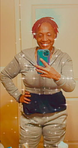 Customer photo review of THE FUTURE IS FEMALE AND BLACK.® Grey Hoodie