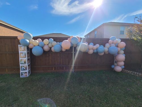 Customer photo review of Muted Gender Reveal Balloon Garland Kit