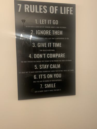 Customer photo review of 7 Rules Of Life Glass Print Wall Art