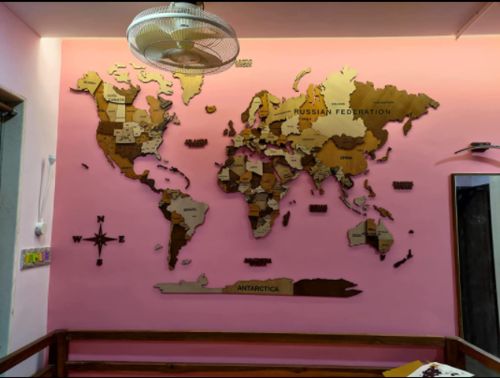 Customer photo review of 3D Wooden World Map Multicolor