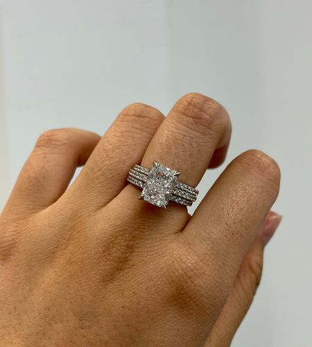 Customer photo review of Louily Radiant Cut 3.5 Ct White Stone 3PC Wedding Set In Sterling Silver