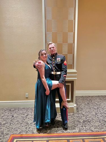 Customer photo review of Modern Spaghetti Straps V-neck Side Slit Long Satin Bridesmaid Dresses With Slit