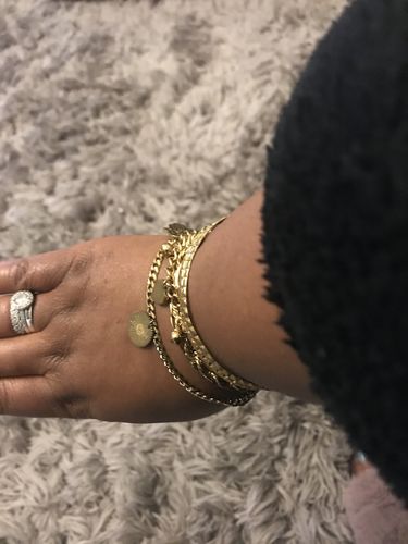 Customer photo review of Evil Eye Pendant Double Chain Bracelet - Gold