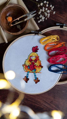 Customer photo review of Kreuzstich - kleine Hühner am stricken | 40x25 cm