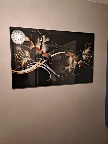 Customer photo review of Black Flower Glass Print Wall Art