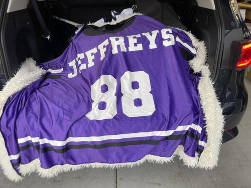 Customer photo review of Personalized Hockey Hooded Blanket