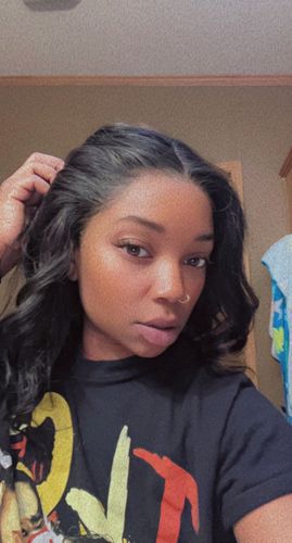 Customer photo review of CurlyMe Body Wave Hair 13x4 Swiss HD Lace/Transparent Lace Front Wigs Pre Plucked