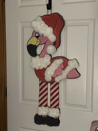 Customer photo review of Pre-Order: Christmas Sign, Flamingo Sign, Santa Sign, Ribbon Legs Sign, wood sign, CR-W-095-DH, 22" Door Hanger