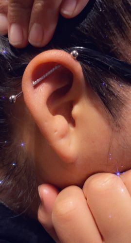 Customer photo review of Single Line Cz Industrial Barbell