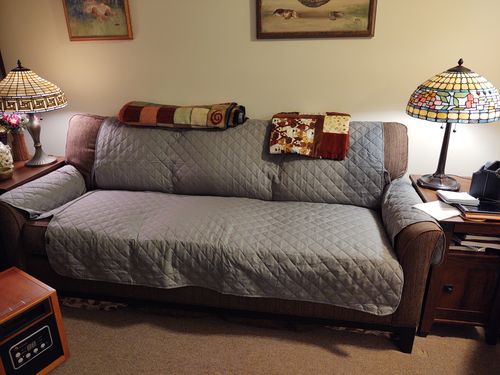 Customer photo review of Reversible Quilted Sofa Protector