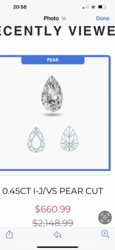 Customer photo review of 0.45CT I-J/VS Pear Cut Diamond MDL#D9228-9