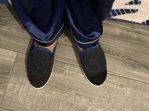 Avis photo d'un client sur Mule homme laine, marine océan