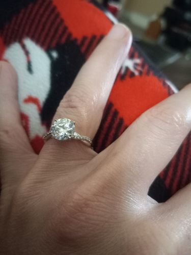 Customer photo review of Round Moissanite Infinity Petite Twisted Vine Engagement Ring