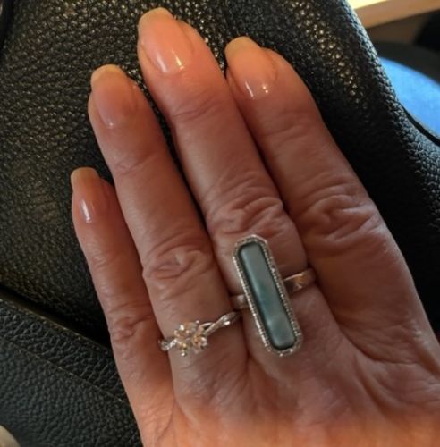 Customer photo review of Round Moissanite Infinity Petite Twisted Vine Engagement Ring