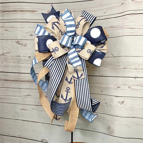 Customer photo review of 1.5"X10Yd Horizontal Stripe Blue Denim/White RX914865