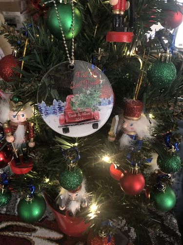 Customer photo review of Couple Red Truck From First Kiss Heart Ornament