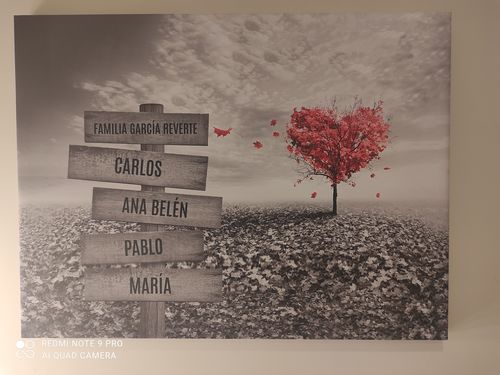 Customer photo review of Lienzo Árbol Corazón con Nombres Personalizados