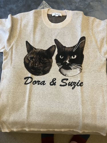 Customer photo review of Portrait Only Pet Custom Short Sleeve Crewneck Sweater