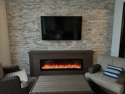 Customer photo review of Amantii Symmetry 60'' Recessed Linear Indoor/Outdoor Electric Fireplace